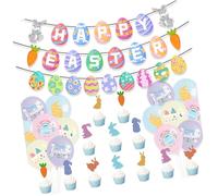 Cake Decoration Set Banners Balloons Toppers Easters Accessories Adornment Suitable For Parties Colorful Ornament