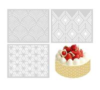 Cake Decoration Stencils, 3 Pcs Cake Embossing Stencil Wheat Spike Lace Border Mould Buttercream Flowers Cake Templates for Cookies Fondant Dessert Cake Deocration DIY Tool