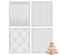 Cake Decoration Stencils, 4 Pcs Cake Embossing Stencil Wheat Spike Lace Border Mould Buttercream Flowers Cake Templates for Cookies Fondant Dessert Cake Deocration DIY Tool