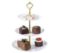 Cake Display Stand, Cupcake Stand 4pcs Fruit Dessert Serving Tray Afternoon Tea Serving Plate 4pcs 2 Tier/3 Tier Cupcake Stand for Birthday Baby Bridal Shower Party, White
