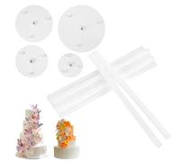 Cake Dowels Rods Set, 12 Support Rods & 4 Separator Plates, Cake Dowels for Tiered, Plastic Stand Sticks for Multi-Layer Construction Supporting - 4, 6, 8, 10 inch