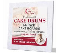 Cake Drums Square 14 Inches - (White, 3-Pack) - Sturdy 1/2 Inch Thick - Fully Wrapped Edges