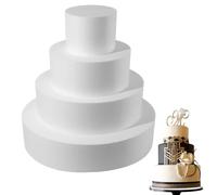 Cake Dummy 4PCS 4/6/8/10 Inch Fake Round Cake DIY Reusable Lightweight Polystyrene Block for Wedding Birthday Party Cake Display Fake Cake