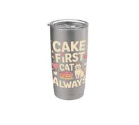 Cake First Cat Always Cute Birthday Cat Lover Stainless Steel Insulated Tumbler