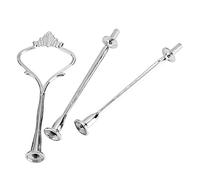 Cake Fitting Set, Multi-tiers Cake Cupcake Tray Stand Handle Fruit Plate Hardware Fitting Holder Kitchen Play Accessories Cake Fruit Holder Handle(Three-tier small crown silver, 12)
