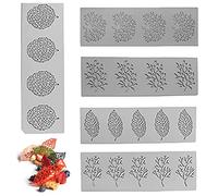 Cake Fondant Mold,Tuille Moulds Silicone,5 PCS Candy Moulds,Leaf Silicone Mold Chocolate Mold,Bpa-Free Lace Silicone Tuile Mold for Baking Resin Soap Candy Craft Cake Decorating Homemade Birthday