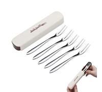 Cake Forks Set - ShiningUU 5Pcs Stainless Steel Dessert & Fruit Forks with Storage Box | Party Supplies Fork for for Olives Prawns Antipasti Cheeses Escargot Dessert Cake Fruit Appetizer
