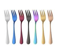 Cake forks Stainless Steel Dessert fork Colorful Fruit forks Rainbow fork for Fruit Salad Dinnerware Party Utensils TablewareDurability