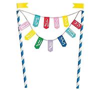 Cake Happens Bunting Cake Topper (13cm x 23cm) - Charming Multicolor Party Decor Piece - Ideal for Birthdays & Celebrations - 1 Pc