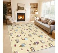 Cake Ice Cream Rugs Living Room Cartoon Dessert Area Rugs for Bedroom 80 x 150, Printed Anti Slip Washable Short Pile Carpet for Home Kitchen Decor C-N1