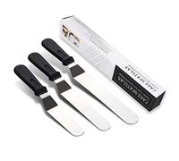 Cake Icing Palette Spatula Set,3PCS Stainless Steel Angled Cake Decorating Offset Spatula Professional Baking Palette Knife with Non-Slip Handle for Kitchen Baking Frosting Pastries Cupcakes