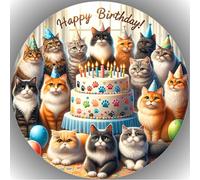 Cake image with cat motif, edible photo for cakes, fondant, cake topper, diameter 20 cm, cats 101