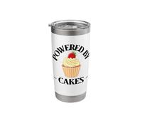 Cake Lover Present - Powered by Cakes - Funny Cup Cake Stainless Steel Insulated Tumbler