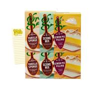 Cake Mix Bundle With Greens Lemon Pie Filling 140g x2, Vanilla Sponge 221g x2, Scone Mix 280g x2 and Intrinsic Treats Shopping List Card