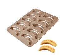 Cake Molds | Banana Baking Pan | Metal Non-stick Fruit Shape Baking Mold, 10 Cavity Kitchen Oven Bread Pans, Multifunctional Mold Pan | Convenient To Clean For Biscuits, Breads, Pudding
