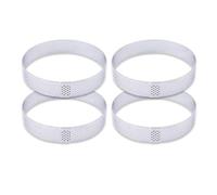 Cake Mould Baking Ring Perforated Round Tart Ring Stainless Steel Multiple Sizes Pack of 2-8(4PCS 10CM Silver A)