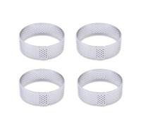 Cake Mould Baking Ring Perforated Round Tart Ring Stainless Steel Multiple Sizes Pack of 2-8(4PCS 6CM Silver A)