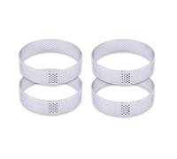 Cake Mould Baking Ring Perforated Round Tart Ring Stainless Steel Multiple Sizes Pack of 2-8(4PCS 8CM Silver A)