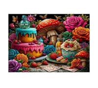 Cake Mushroom Flower 1000pcs For Adults Mini Puzzle Birthday Gift | 38x26cm Cardboard Living Room Decor Durable Structure Birthday Gift Stress Relief