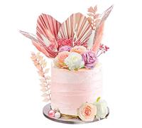 Cake Palm Leaf Artificial Rose Flower Cake Decoration For Birthday Party Wedding Baby Shower Themed Party Supply Cake