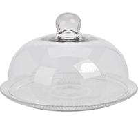 Cake Pastry Plate Stand Clear Glass Dome Cover Desert Wedding Party Gift 17cm