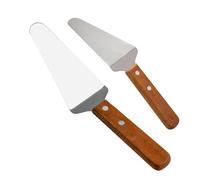 Cake Pie Pastry Servers - Rigid Polymer Material, Durable Component, Wooden Handle | Pie Spatula Transfer Stainless Steel Triangular for Pizza Cake Baking
