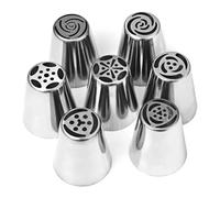 Cake Piping Tips Set 7pcs Stainless Steel Russian Tulip Icing Piping Nozzle Cake Decoration Cream Tips DIY Cake Bakeware Tool Rose Flower Piping Nozzles
