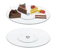 Cake plate Glass Pastry Platter Round Dessert Display Non-slip Set of 2