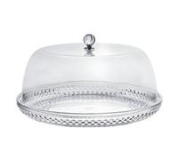 Cake Plate With Dome Cover Acrylic 33Cm Round Diamond Pattern Dessert Stand