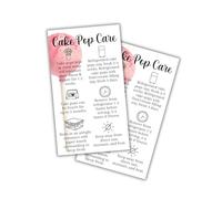 Cake Pop Care Instruction Cards 50pk 2x3.5” How To Store Cakesickle Client Bakery Inserts Packaging Bulk DIY Supplies Dessert Minimalist Small Business