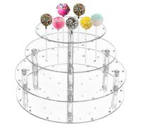 Cake Pop Display Stand, Acrylic Lollipop Stand, 3-Tier Clear Lollipop Holder with Multiple Holes, Cake Pop Holder for Candy Bar Dessert Table, Ideal for Birthday Parties Weddings Halloween