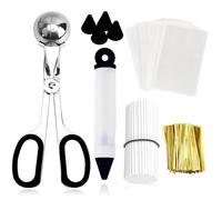 Cake Pop Kit, Including 100 Cake Pop Sticks and Wrappers, 100 Twist Ties, 1 Cake Pop Scooper and Decorating Pen, Cake Pops Making Tools for Lollipop, Candies, Chocolates and Cookies,black