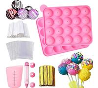 Cake Pop Maker Kit, Lollipop Chocolate Making Kit Including 20-Hole Silicone Mold, 15-Hole Display Stand and Measuring Cup, etc, Great for Making Cake Pop and Chocolate