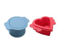 Cake Pop Mold Shapes Cutter and Pusher Set, Heart and Circle Cakepop Molds for Baking, Uncrustable Sandwich Maker, Biscuit Pastry Toastie Press Cutter for Kids Breakfast and Parties (Red & Blue)