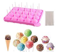 Cake Pop Mould, 20 Cavity Silicone Pop Cake Baking Tray + Cake Pop Sticks | BPA Free Cakepops Making Mould for Dessert Halloween Christmas