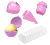 Cake Pop Mould, Cupcake Maker Set with 100 Cake Sticks, Maker for Home Baking, Reusable Cake Pop Moulds with Wooden Sticks for Sweet Treats and Party Desserts, Pink and Wood Tone Design