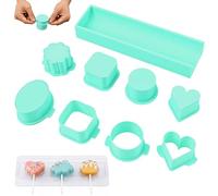Cake Pop Mould Set 5 Shape Lollipop Cake Maker with 7.83" Tray Heart Square Cloud Oval Round for Birthday Party Wedding Baking and Craft Project(Blue)