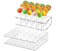 Cake Pop Stand, 2 Pieces Acrylic Dessert Table Accessories, Transparent Candy Pop Display, for Birthday, Baby Showers, Wedding, Graduation, Holiday, Home Baker, Party Planner, Family Reunion