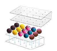 Cake Pop Stands - Pack of 2 Acrylic Dessert Table Accessories | Transparent Candy Pop Display - For Birthday Baby Showers Wedding Graduation Holiday Home Bakers Party Planner Family Reunion