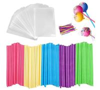 Cake Pop Sticks Coloured for Crafts: 300 Piece Set 5 Assorted Colours