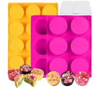Cake Puck Mold Set, 12-Cavity Chocolate Covered Cake Silicone Molds, Round Cake Pop Molds with 2 Spatulas for DIY Cake Cores, Cakepucks, Chocolate Desserts