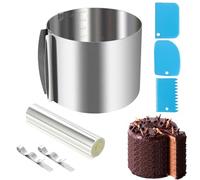 Cake Ring Mould for Baking,20cm Height,Stainless Steel Round Cake Mold Adjustable from 16 to 30cm, Leak Proof,with Precise Scaling Inside and Clamping Lever,for Mousse Bread Chocolate Ring Accessories