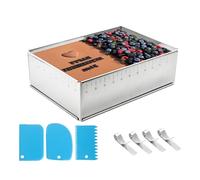 Cake Ring Mould for Baking Rectangle,8cm Heigh,Stainless Steel Cake Mold Adjustable 34 * 48cm,Leak Proof,with Precise Scaling Inside and Clamping Lever,for Mousse Bread Chocolate Ring Accessories