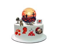 Cake Scene World War Remembrance Day Poppy Lest We Forget Themed Edible Wafer Paper Cake Topper Decoration