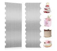 Cake Scraper, 2 Pcs Metal Cake Scraper, 9 Inch Double Sided Cake Smoother, Cake Scraper Buttercream Smoother, Cake Cutter, Pastry Scraper Tool, Stainless Steel Cake Edge Scraper