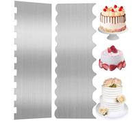 Cake Scraper Smoother Cake 2pcs 9 Inch,Stainless Steel Cake Scrapers Double Sided Patterned Edge Stripe Wave Scraper Cake Icing Smoother Tools for Mousse Butter Cream Cake Decoration