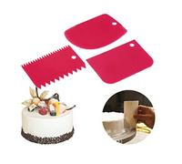 Cake Scraper Spatula Set - 3-Piece Plastic Smoother & Decorating Comb by Koksi - Pastry Dough Fondant Icing Tools