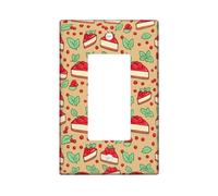 Cake Single Rocker Light Switch Cover, Fanciful Playful Strawberry Mint Summer Red Plastic Standard Size Decorative Wall Plates for Home Living Room Bedroom Bathroom Decor