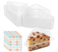 Cake Slice Boxes, 100Pcs Clear Plastic Cupcake Containers Triangular Cheesecake Dessert Containers with Hinged Lid Reusable PET Sandwich Box for Cake Portions Muffin Pastry Salad Cheese Display Holder