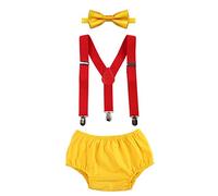 Cake Smash Outfit 1st Birthday Boy Baby Wild One Safari Jungle Theme First Birthday Decorations Party Gifts Suspenders Braces+Bow Tie+Shorts 3PCS Clothes Sets Photography Winnie pooh 3-24 Months